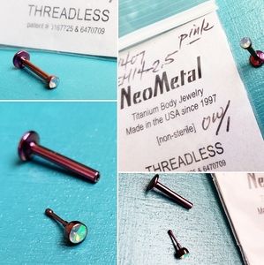 14g Pink Titanium Labret by Neometal